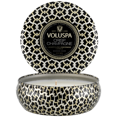 Voluspa 3-Wick Tin Candle Crisp Champagne 40h