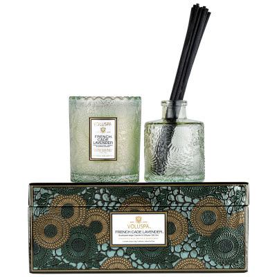 Voluspa Gift Set Scalloped Candle + Diffuser French Cade & Lavender 50h (100 ml)