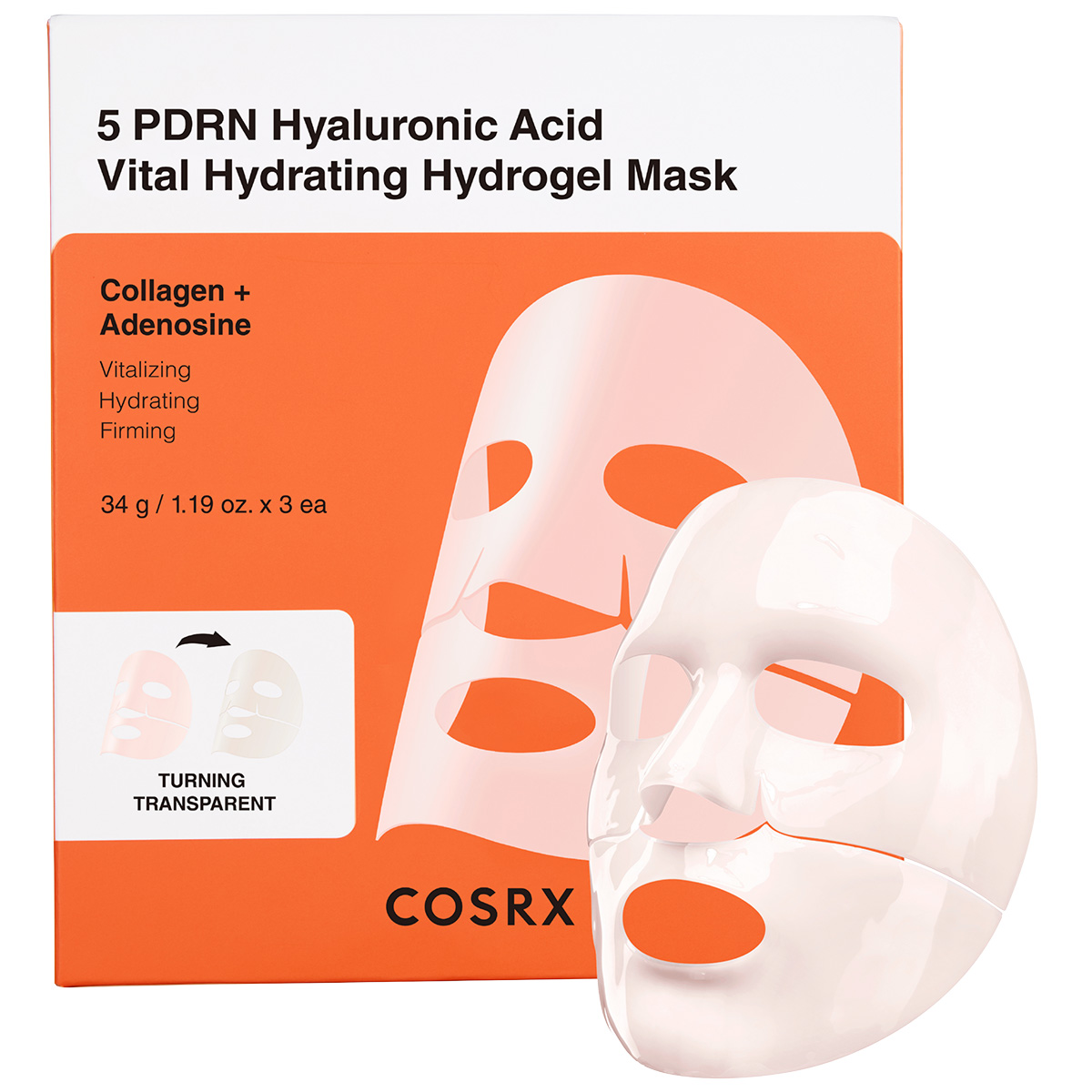 COSRX 5 PDRN Hyaluronic Acid Vital Hydrating Hydrogel Mask 3-pack (3x34 g)