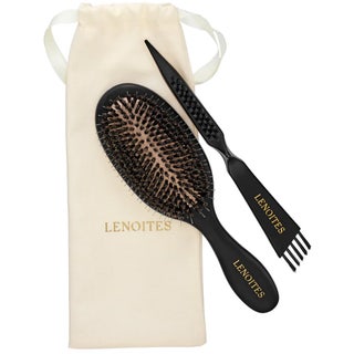 Lenoites Wild Boar Hair Brush with Cleaning Tool