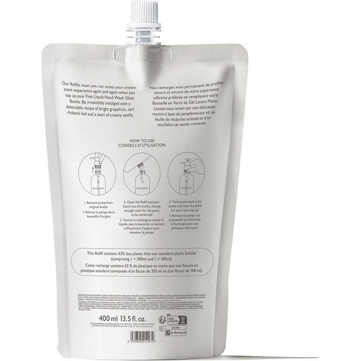 Delicious Rhubarb & Rose Fine Liquid Hand Wash Refill